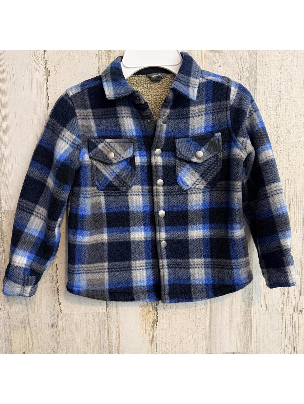 Eddie Bauer Kids 4/5 Plaid Sherpa Fleece Jacket